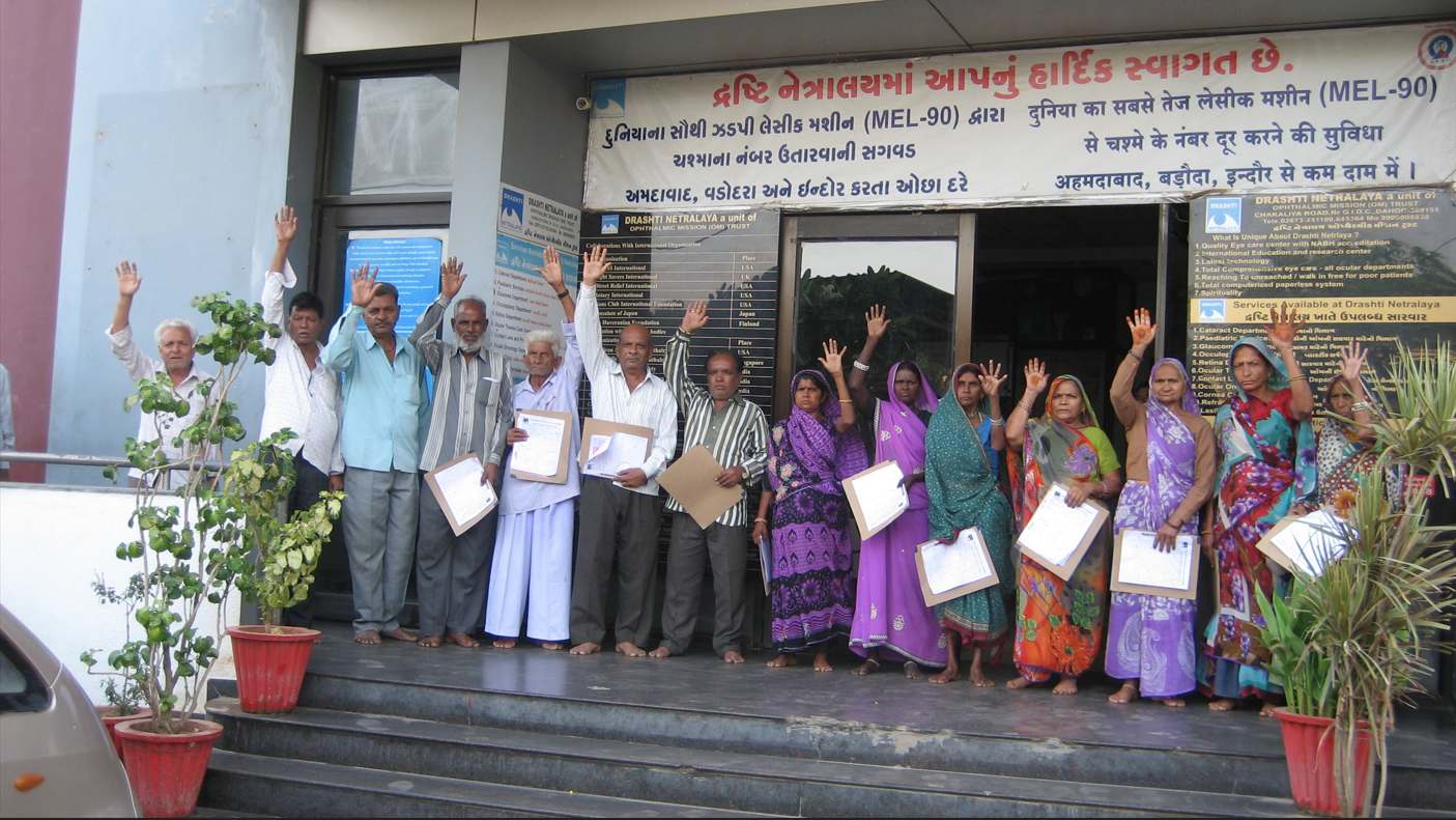 Patients and community members outside Drashti Netralaya