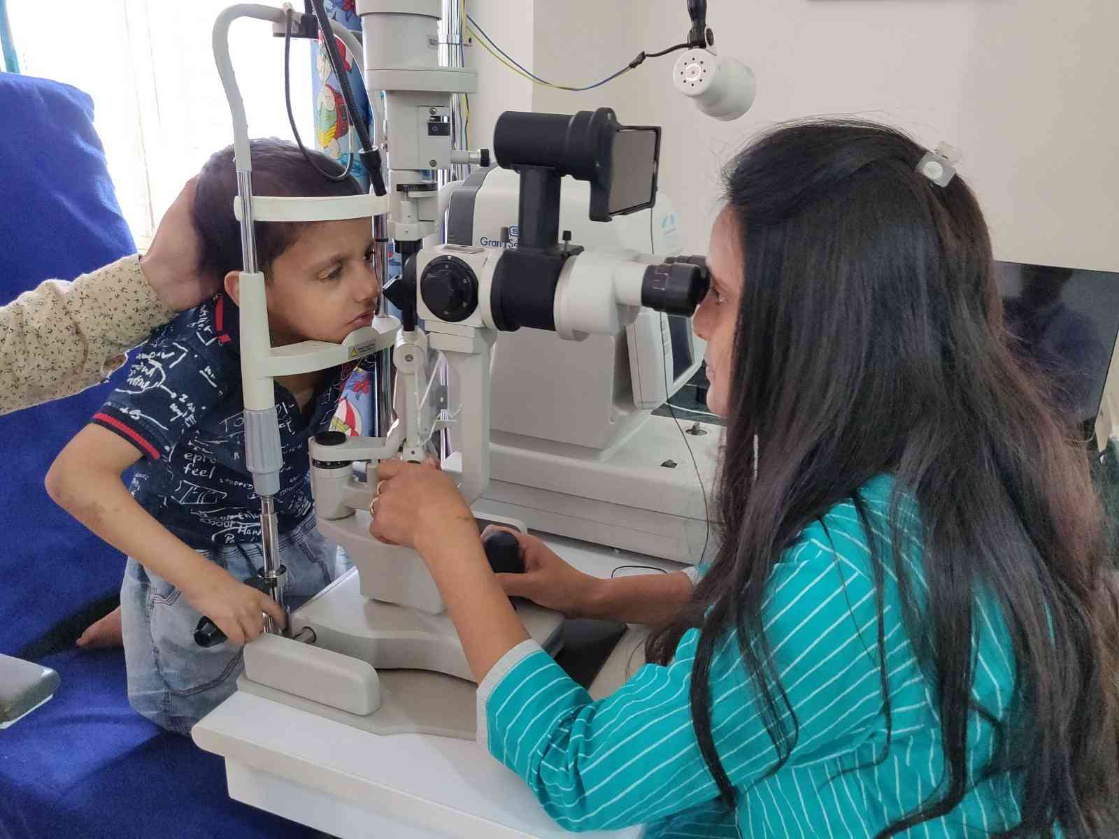 Pediatric eye examination at Drashti Netralaya