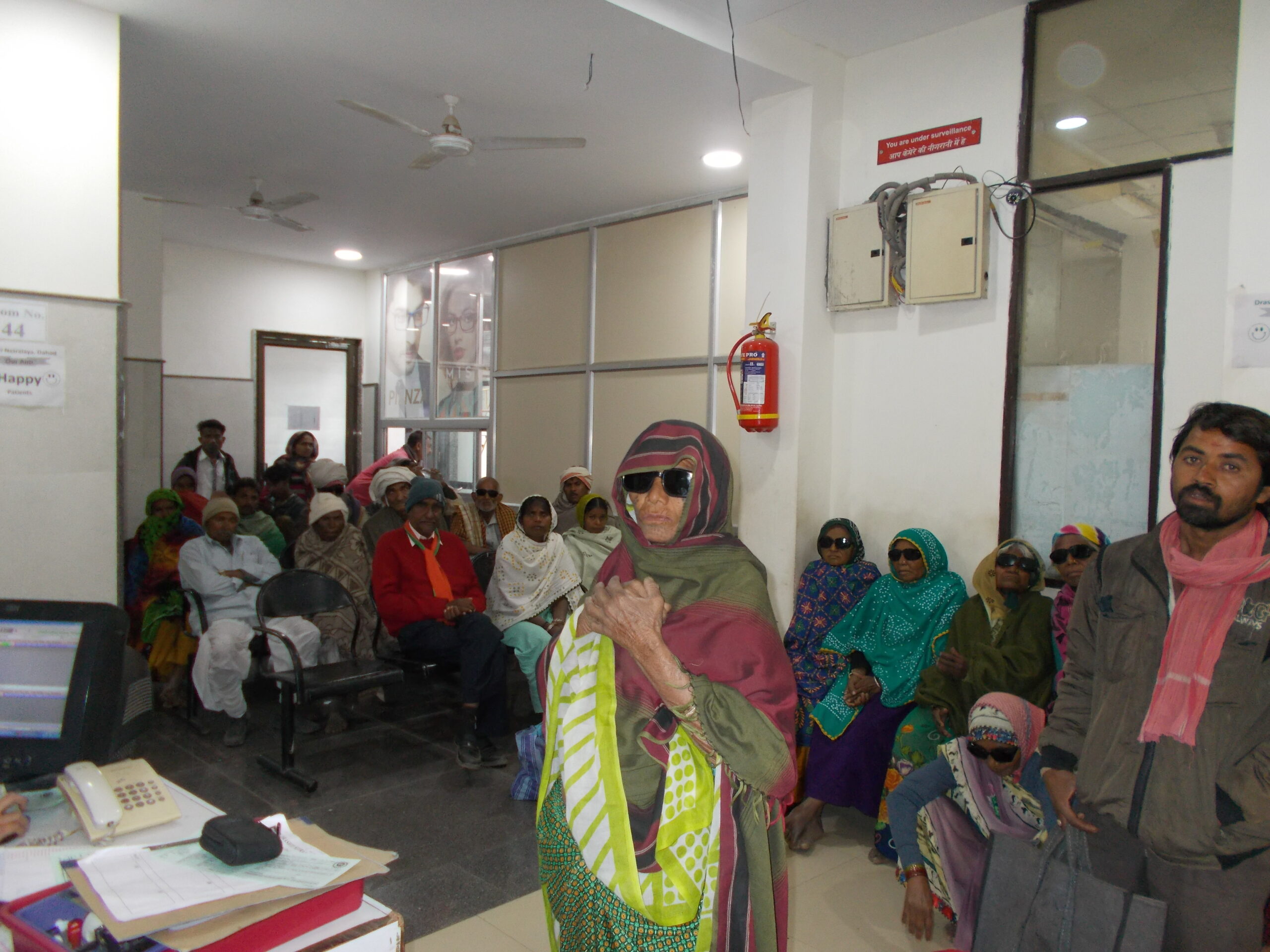 Visitors gathered in a waiting area
